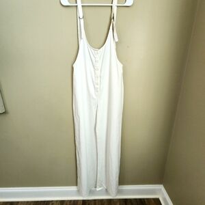 Amuse Society Size S White Button-Down Sleeveless Wide Leg 100% Cotton Overall
